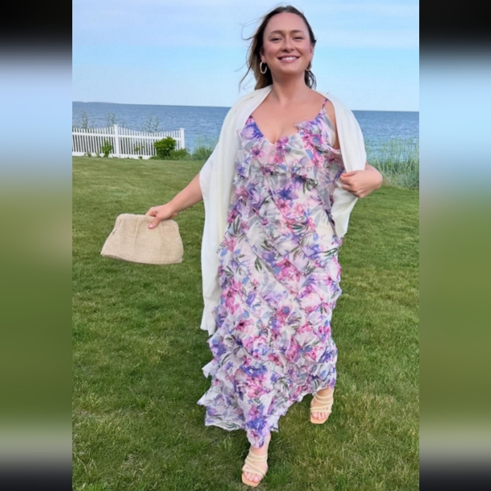 Let Me Be Jia Floral Ruffle Tiered Maxi Dress - Pink & Lavender - Picture 5 of 16